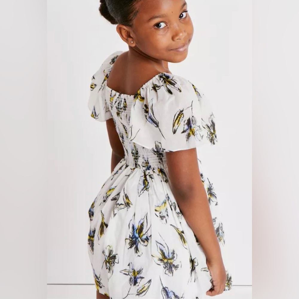 Tanya Taylor Mini Glenda Dress in White Warped Lily - Size XS (4 / 5)